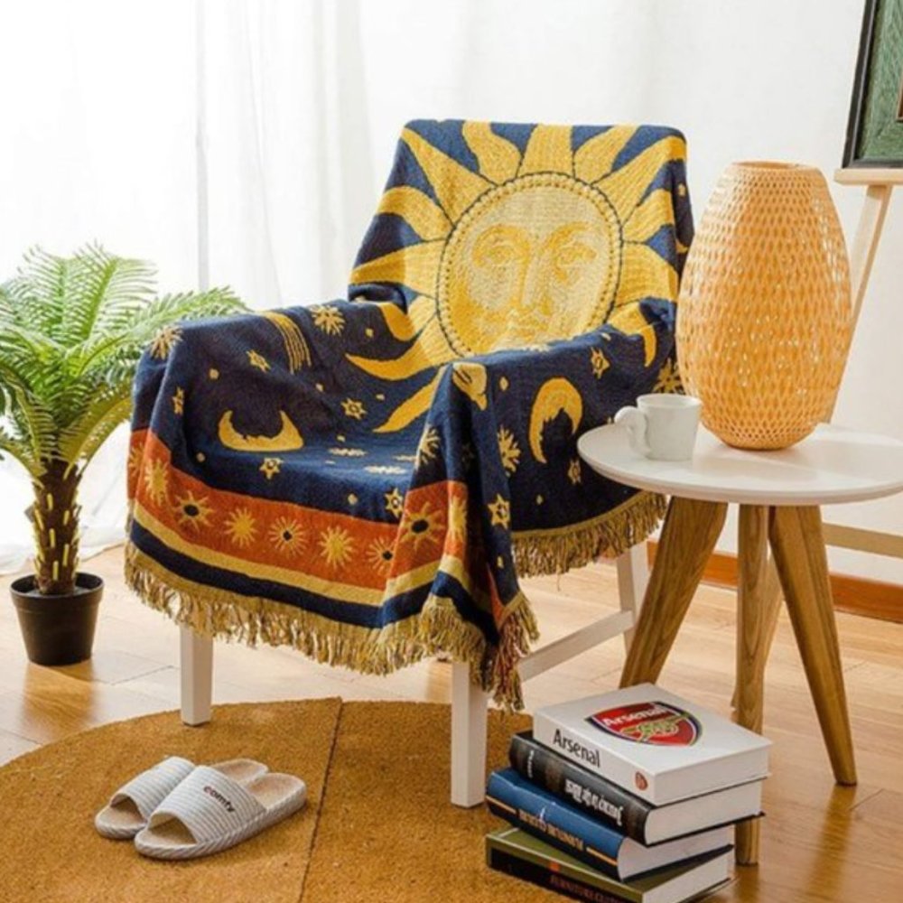 Anthropologie Sun Moon Stars Hippie Throw Blanket
